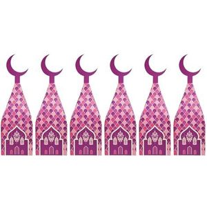 Colcolo 6 stuks Eid Mubarak snoepdozen Festival geschenkdoos Lichtgewicht praktische islamitische moslim geschenken verpakking, paars