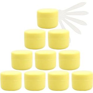 Cosmetica-doosjes, 12 stuks lege 50 ml roze plastic cosmetische potten met schroefdeksel, g kleine pot binnenvoering for reisgel lippenbalsem + 5x spatel(Geel,30ml)