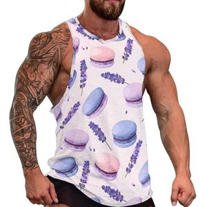 Pastel Macarons heren tanktop grafische mouwloze bodybuilding T-shirts casual strand T-shirt grappig gym spier