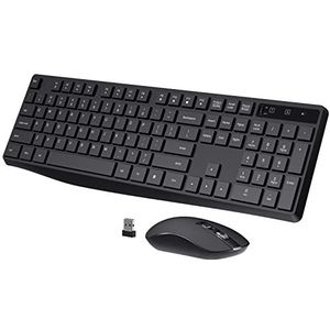 COLIKES Draadloze toetsenbord- en muiscombinatie, 2,4 G USB draadloos, volledig formaat, 3 niveaus DPI, slank ergonomisch, plug & play voor pc, laptop, desktop