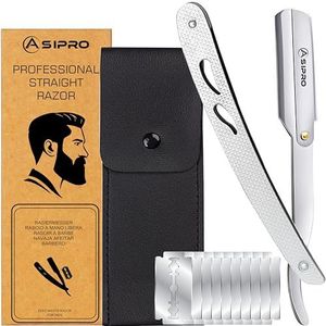 ASIPRO Scheermes Kapper met 10 Scheermesjes en Etui Professioneel Baber Razor Klassiek Traditioneel Barbier Scheermes Premium Kwaliteit Roestvrij Staal Nauwkeurig Scheermes Heren