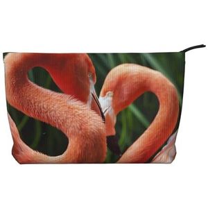 WSHFFILO Flamingo Gedrukt Corduroy Make-uptas Reizen Toilettas Cosmetische Tas Clutch Bag, Zwart, Eén maat