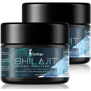 Shilajit - Hoge Potentie - Gezuiverde Himalaya Shilajit-hars met Fulvine Mineralen & Humuszuren, Veganistisch (2 Verpakking)