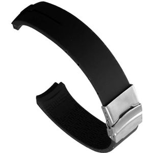 dayeer Siliconen Horlogebanden Voor Tissot EXPERT T013 T047 T081 T33 T047420A Rubberen Band Horlogeband vervanging accessoires (Color : Black claspsilver1, Size : 20mm)