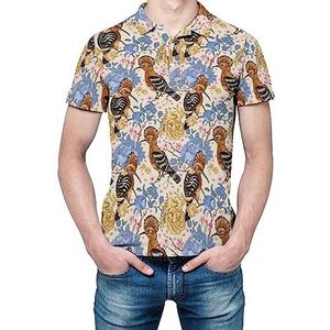 Kleurrijke vogels en bloemen heren korte mouw shirt golfshirts reguliere pasvorm tennis t-shirt casual zakelijke tops