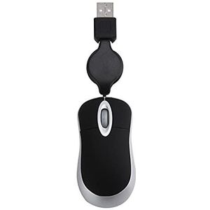 Leuke bedrade muis, intrekbare USB-kabel, ergonomisch, geschikt voor Office Computer PC Laptop Gaming Mouse (zwart)