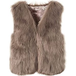 Herfst Winter Mode Vest Vrouwen Faux Fur Vest Roze Wit Korte Faux bontjas Vrouwen Bont Gilet veste - Khaki,S