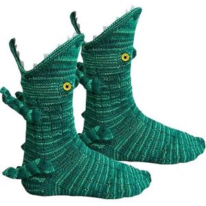 Gutecomuik Krokodil gebreide sokken, nieuwigheid krokodil vorm sokken, grappige pluizige warme sok voor vrouwen mannen als Kerstmis Bedankt geven dag & Nieuwjaar cadeau, Groen