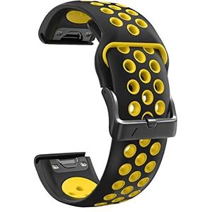 22 26 mm Kleurrijke Siliconen Strap Compatible With Garmin Fenix ​​5 5x Plus Fenix ​​6 6x Pro 3HR 935 945 Smartwatch Quick Release EasyFit Watchband (Color : Black Yellow, Size : 22mm Fenix 5 5Plus