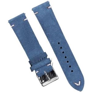 YingYou Hoge Kwaliteit Suède Vintage Horlogeband Quick Release Armband 18mm 20mm 22mm 24mm Blauw Bruine Stiksels Vervangende Riem (Color : Light Blue white, Size : 24mm)