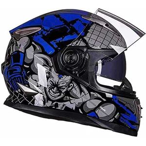 Motorhelm, Anti-condenshelm met dubbel vizier, DOT/ECE-goedgekeurd for volwassen mannen en vrouwen, helder H,M(H,L(5657 cm))