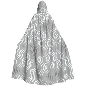 Bxzpzplj Zilveren geometrische figuur print mystieke mantel met capuchon voor mannen en vrouwen, Halloween, cosplay en carnaval, 185 cm