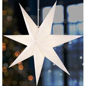 BRUBAKER 60 cm Kerstster voor Binnen - Adventster met E14 Voet om op te Hangen - Raamverlichting Ster om op te Hangen - Kerstster Set met 3,5 m Kabel - 3D Papieren Ster Decoratie - Wit