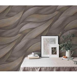 Erismann Vliesbehang 10257-10 Casual Chic Donkergrijs en Bruin Golven Patroon Wandbekking