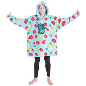 Disney Stitch Girls Oversized Hoodies - Hoodiedeken One Size Kinderen en tieners - Stitch Gifts (Lichtblauw Tropisch)