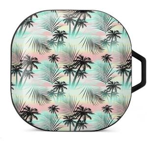Tropische zomer palm boom oordopjes hoesje compatibel met Samsung hard shell beschermhoes zwart-stijl