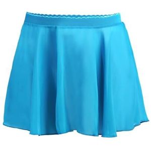 Vrouwen Chiffon Ballet Wrap korte rok， Ballet tailleband leotard chiffon rok ballet chiffon wikkelrok(Lake Bule,S for 90 to 135cm)