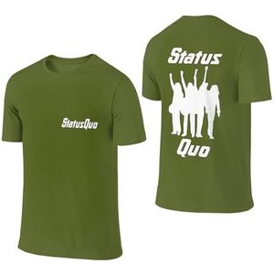 Sta-Tus Logo Qu-o Heren Katoenen T-shirt Korte Mouw Ronde Hals T-shirt voor Heren Zachte Zwarte T-shirts Basic Casual Fans Gift Tops, Mos Groen, 5XL