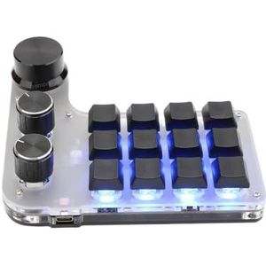 QPSJXN Personaliseerbare Macropad Bluetooth met 3 draaiknoppen en 12 toetsen, Switchible RGB mechanisch toetsenbord voor creatieve software en spelkoppelingen (upgrade 2.4G Black)