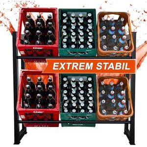 QUICK STAR Drankrattenrek, 104 x 30 x 90 cm, voor 6 kratten, krattenhouder, staand rek