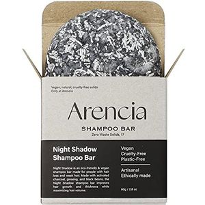 ARENCIA Night Shadow Shampoo Bar voor haargroei en haaruitval, verduistering, grijs haar, versterking en volume, normaal tot vettig haar, veganistisch, natuurlijk, pH-gebalanceerd, sulfaatvrij, 2,8 fl