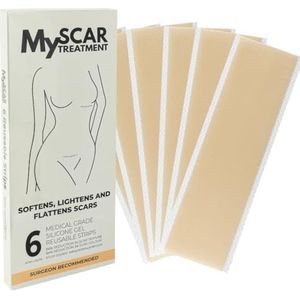 SkinRemide My Littekenbehandeling, 6 medische siliconen littekenstrips om littekens na de operatie te verzachten, af te vlakken en te verlichten, inclusief C-sectie, borst- en buiklittekens. 6 strips