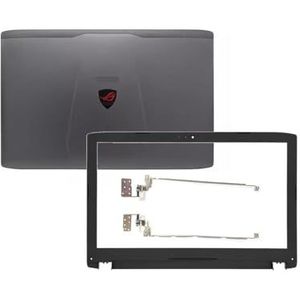 WANGHUIH LCD Achterkant Bovendeksel & Voorrand & Scharnieren Compatibel met ASUS ROG Strix GL552 GL552J GL552JX GL552JW GL552V GL552VW GL552VX