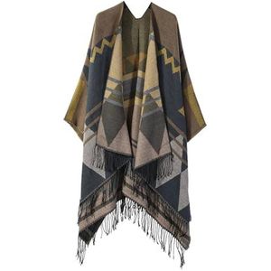 UBOHUZ Kasjmier Poncho Vrouwen Man Jacquard Sjaal Winter Warme Sjaal Cape Deken Stola Mantel Voor Lente Herfst Winter, Bruin, One size