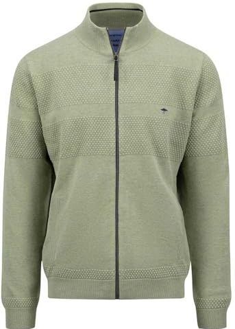 FYNCH-HATTON Cardigan rits, structuurmix, superf licht kaki