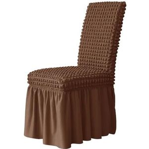 Elastische effen eetkamerstoelhoezenset, stretchhoezen for keukenstoelen, universele pasvorm, stoelhoes, beschermende stoffen eetkamerbeschermers for familiestoelen.(Dark brown)