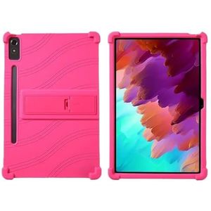 Soft Silicon Tablet Case Geschikt for Lenovo Xiaoxin Pad Pro 12.7inch 2025 TB-375FC TB-373FU Siliconen Stand Schokbestendig Shell(Rose red)