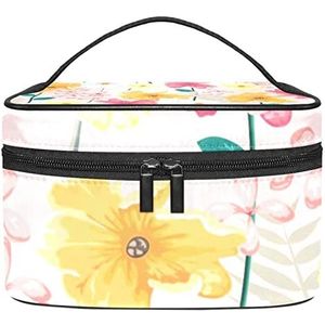 Make-up Organizer Bag, Travel Makeup Bag Organizer Case Draagbare Cosmetische Tas voor Vrouwen en Meisjes Toiletries Bloem Roze, Meerkleurig, 22.5x15x13.8cm/8.9x5.9x5.4in