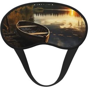 Slaapmasker voor zijslaper, zijden slaapmasker met elastische band, superzachte oogslaapschaduwhoes, boot aan de oever van het meer, verduisterende nachtblinddoek voor vrouwen mannen reizen