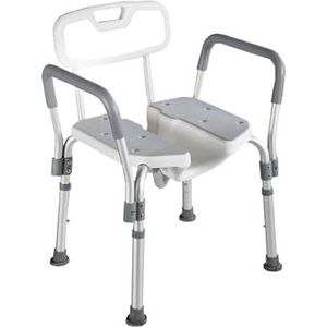 U-vormige douchekruk, douchestoelen for inloopdouches, badkamerkrukken for ouderen, volwassenen, gehandicapten, 4 snelheden verstelbaar(Grijs)