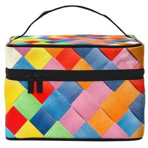 Kleurrijke Geruite Gedrukt, Make-upzak Kosmetische Zak Draagbare Reizen Toiletry Bag, zoals afgebeeld, Eén maat