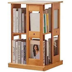 Boekenkasten 360 ° draaibare boekenplank Meerlaagse houten staande boekenkast met onzichtbare universele wielrol Boekenkast Home Book Rack Ruimtebesparend
