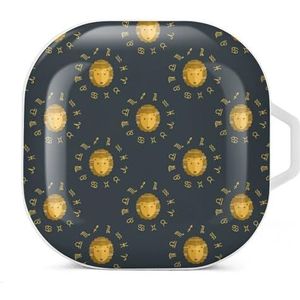 Zodiac Lion Pattern Oordopjes Hoesje Compatibel met Samsung Hard Shell Beschermhoes Wit-Stijl