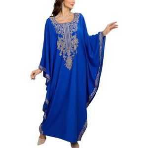 YouKD Zomer Katoen Geborduurd Bloemen Losse Caftan Boho Strand Bikini Cover-up Jurk Plus Size Gewaad voor Vrouwen