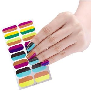 16 Strips Nagellak Strips Nail Stickers Set voor UV Lamp Designer 3D Nagels Polish Wraps Mode Nail Art Stickers