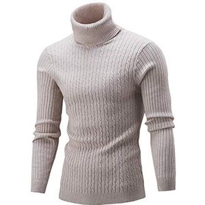 LEOCLOTHO Gebreide trui voor heren, fijn gebreid, slim fit, trui met rolkraag, sweattrui