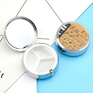 Piano Patroon Pillendoos Pil Container Houder 3 Compartiment Metalen Pil Organizer Travel Medicine Organizer Draagbare Pillendoos voor Pocket om Pillen Vitamine