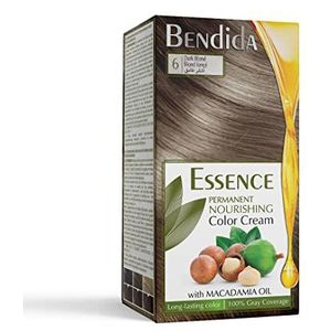 Bendida Permanente Haarkleuring 120 ml met Macadamia-olie en 6% ontwikkelaar | 100% grijsdekking & langdurige glans | Set met pre-color serum, kleurcrème & fixatieconditioner (6 donkerblond)
