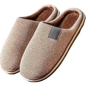 Trend Mannen Slippers Winter Warme Katoenen Slippers Mannelijke Flats Zachte Antislip Slides Huishoudelijke Indoor Slippers Grote Maat 40-51 (Color : Brown, Size : 42-43 (25.1-26.0cm))