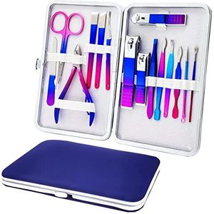 Manicure Set Professionele Nagelknipper Kit Pedicure Care Tools, Professionele Vrouwen Grooming Kit 15 Stks voor Reizen of Thuis 2020 Verbeterde Versie (Kleurrijk)
