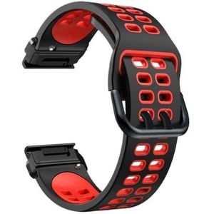 QuickFit 22 mm 26 mm Siliconen Sportarmband geschikt voor Garmin EPIX GEN2 Fenix7 7X Solar/6X 6XPro 5XPlus Forerunner 935 Enduro 2 Armband (Kleur: Zwart Rood, Maat: Voor Garmin Enduro 2)