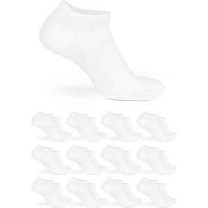 Basic Treasure 12 paar katoenen sneakersokken, uniseks, zwarte en witte sneakersokken voor heren en dames, wit, 35/38 EU