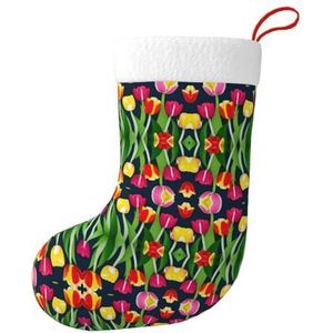 MGGAklp Kleurrijke Tulpen Patroon Print Kerst Kousen Snoep Zakken Voor Familie Vakantie Party Kerstboom Decoraties