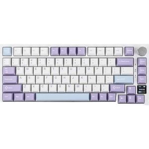 QPSJXN Mechanisch toetsenbord op afdichting gemonteerd met TFT Wireless Bluetooth 5.1 2.4G en type C-type-C voor en Windows (White Purple-OEM)