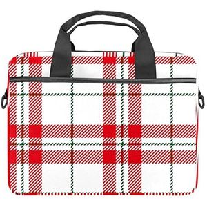 Wit Rood Schotse Tartan Plaid Groene Lijn Laptop Schouder Messenger Bag Crossbody Aktetas Messenger Sleeve voor 13 13.3 14.5 Inch Laptop Tablet Beschermen Tote Bag Case, Wit Rood Schotse Tartan Plaid Groene Lijn, 11x14.5x1.2in /28x36.8x3 cm