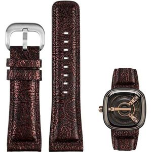 dayeer Echt koeienhuid Lederen Horlogeband Voor Zeven Vrijdag Q2/03/M2/M021/T2 Vintage styleDiesel horlogeband voor heren Armband accessoires (Color : Color 3 silver, Size : 28mm)